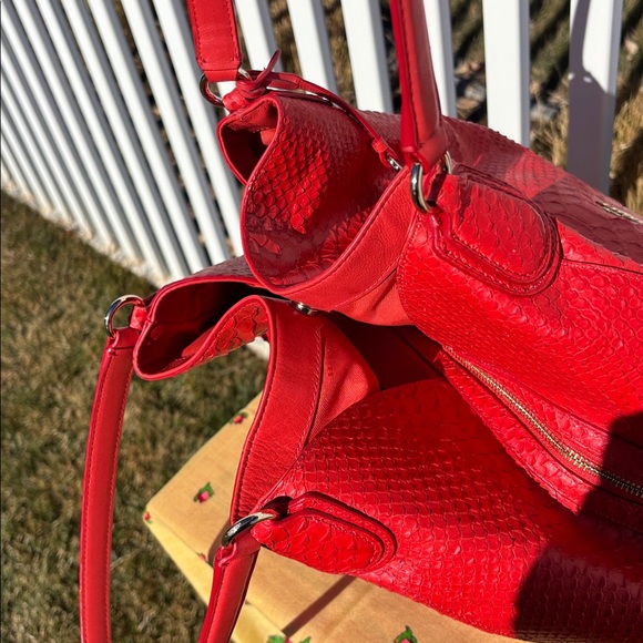 Coach Edie Python Handbag EUC, Color Watermelon - Picture 6 of 12